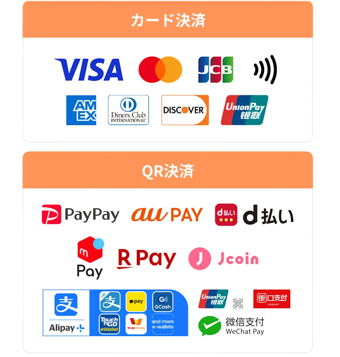 クレジットカード/QR決済が使えるようになりました！